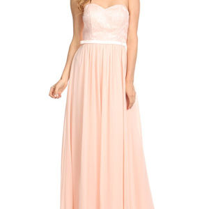 Misses Strapless Blush Lace Chiffon Corset Back Bridesmaid